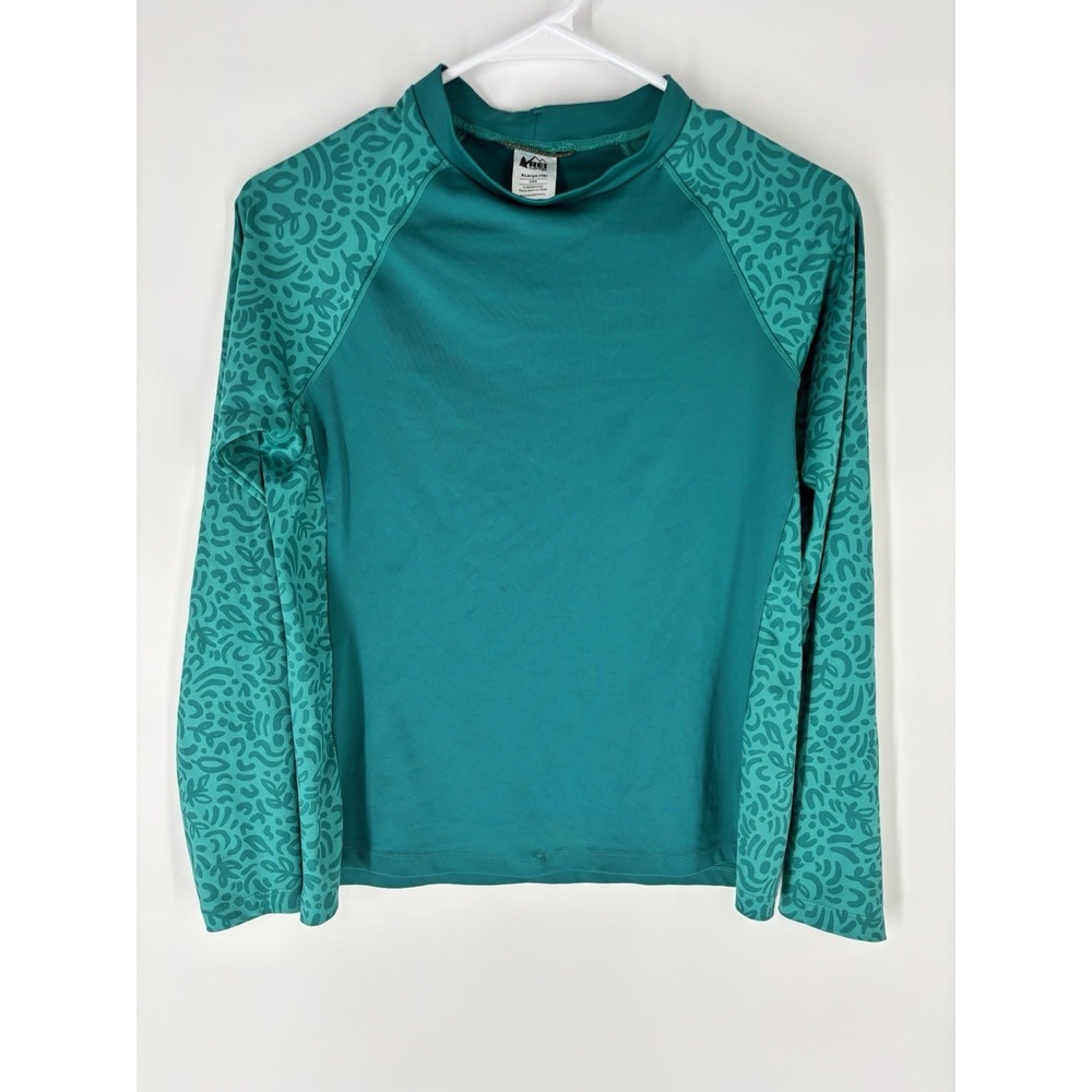 REI Girls Sunscout Rash Guard Shirt Large‎  14/16 Long Sleeve Teal UPF 50+ Beach